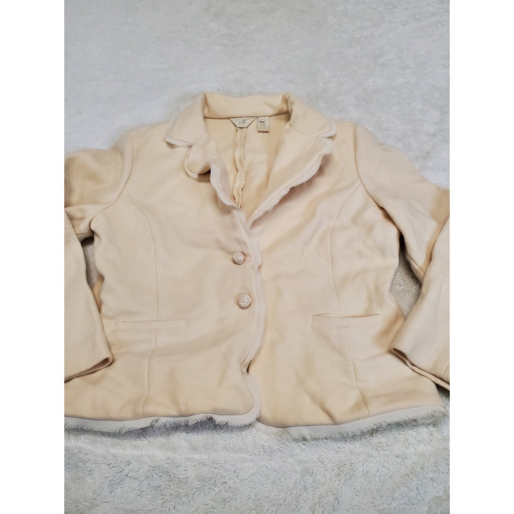 J. Jill Cream Wool Fitted Cropped Blazer Jacket 18 Classic Winter Boho Office